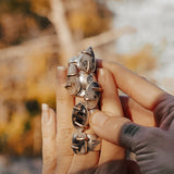 Wide - band Traveler Ring in Scenic Agate with Gold - Fill Prongs (Size 7.25) - Golden Road Crafted