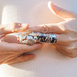 Wide - band Traveler Ring in Scenic Agate with Gold - Fill Prongs (Size 7.25) - Golden Road Crafted