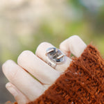 Wide - band Traveler Ring in Scenic Agate with Gold - Fill Prongs (Size 7.25) - Golden Road Crafted