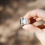 Wide - band Traveler Ring in Scenic Agate with Gold - Fill Prongs (Size 7.25) - Golden Road Crafted