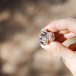 Wide - band Traveler Ring in Scenic Agate with Gold - Fill Prongs (Size 7.25) - Golden Road Crafted