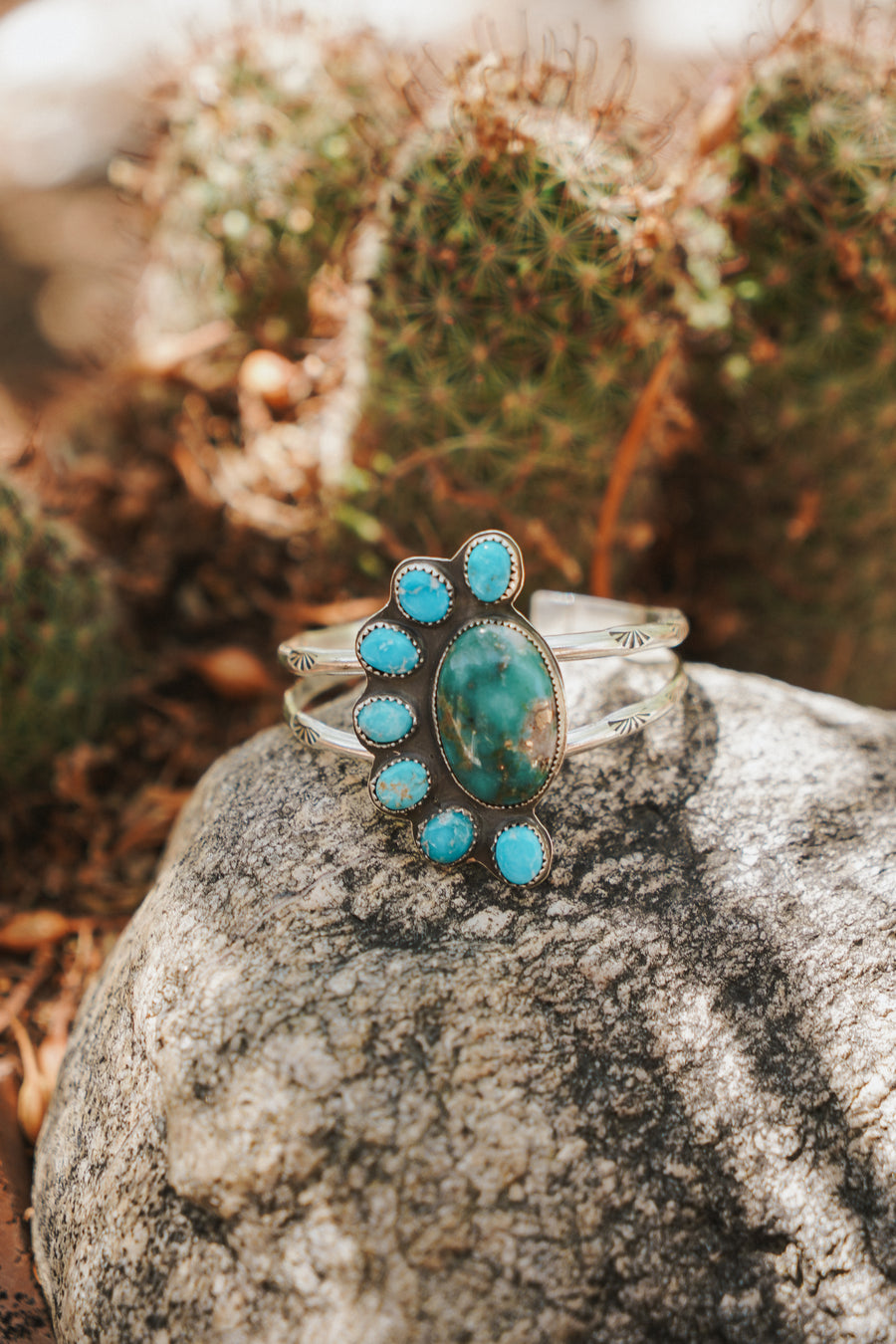 Statement Cuff in Turquoise with Pyrite & Blue Ridge
