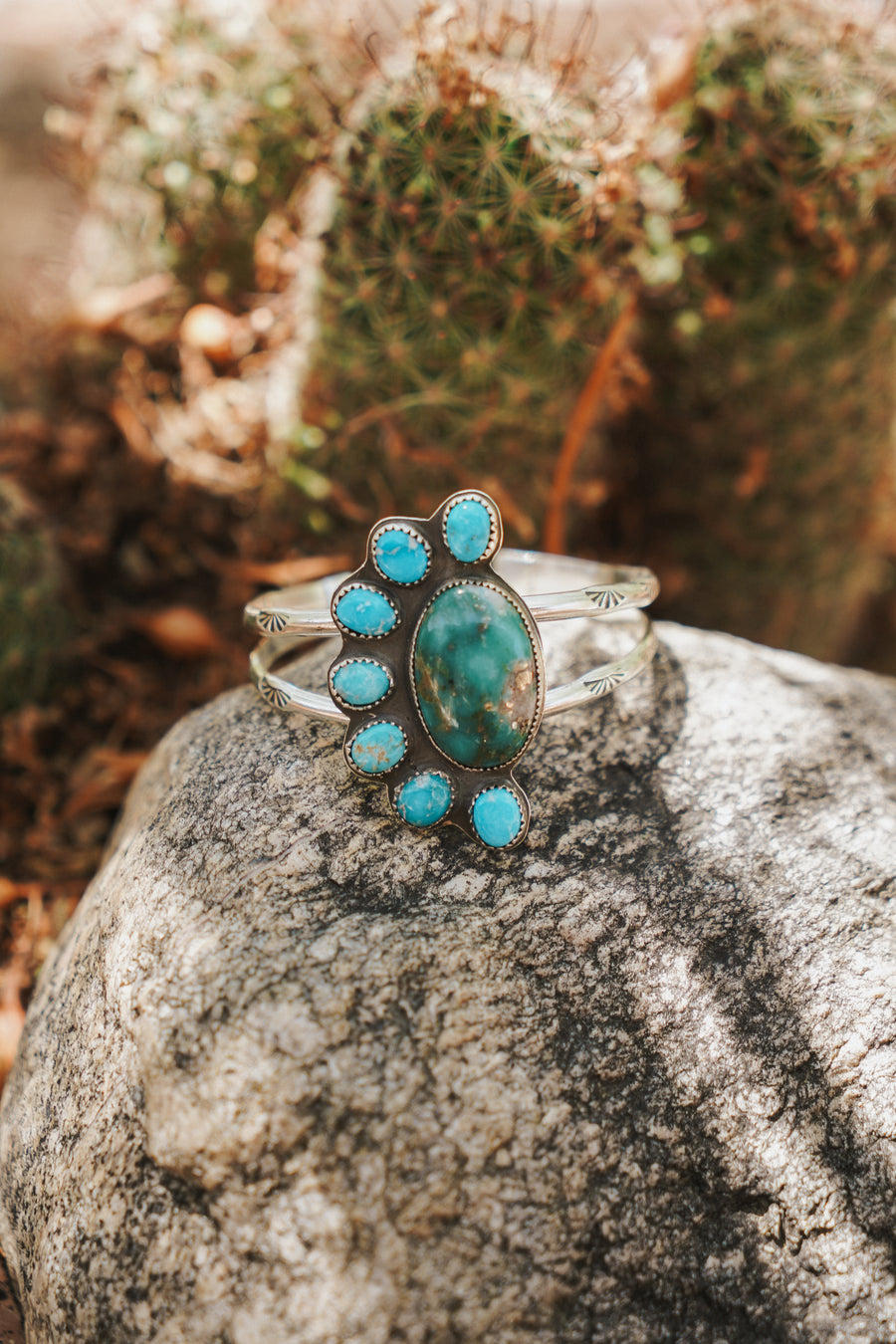 Statement Cuff in Turquoise with Pyrite & Blue Ridge