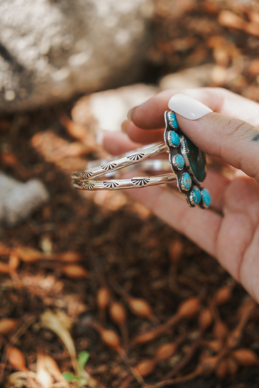 Statement Cuff in Turquoise with Pyrite & Blue Ridge
