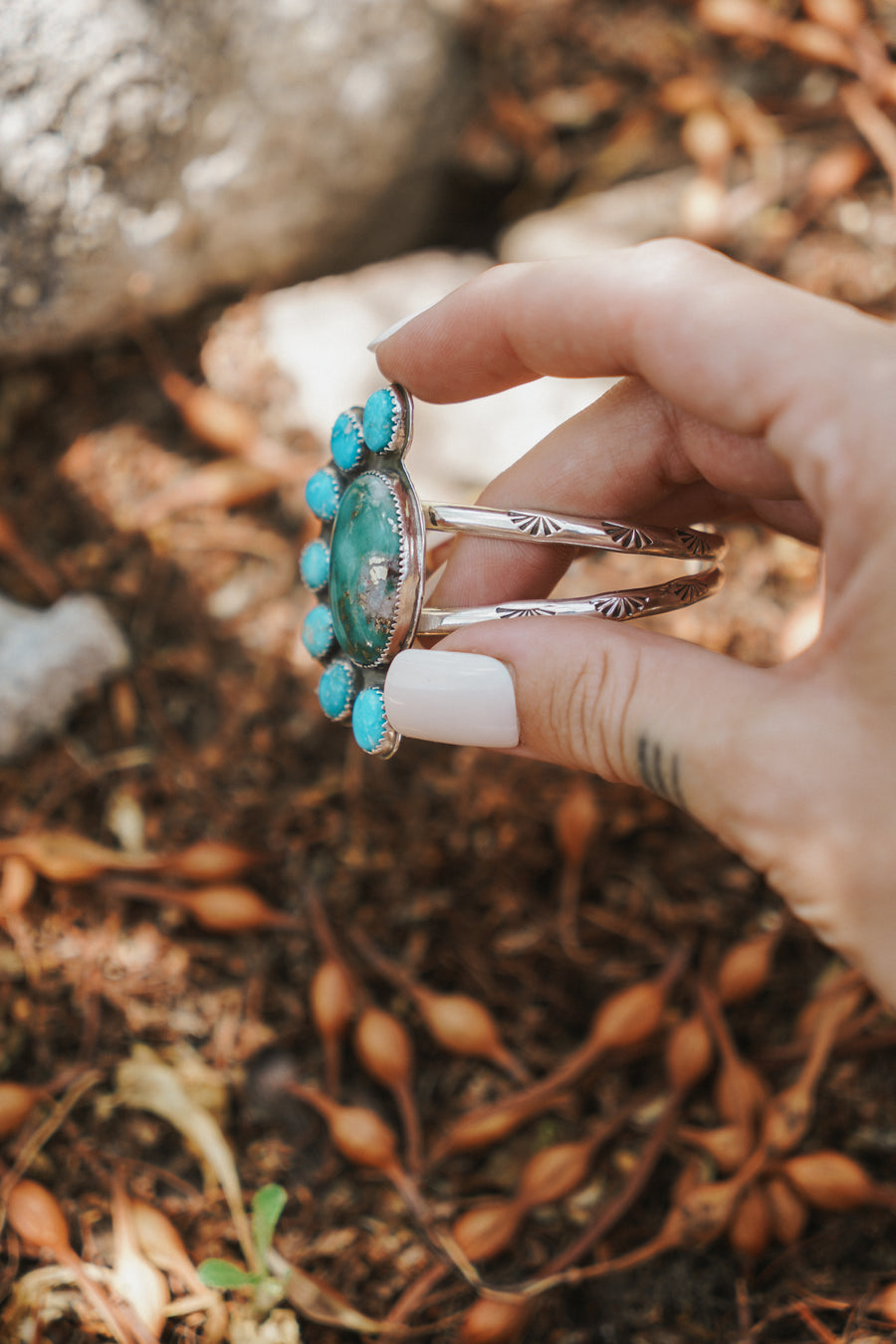 Statement Cuff in Turquoise with Pyrite & Blue Ridge