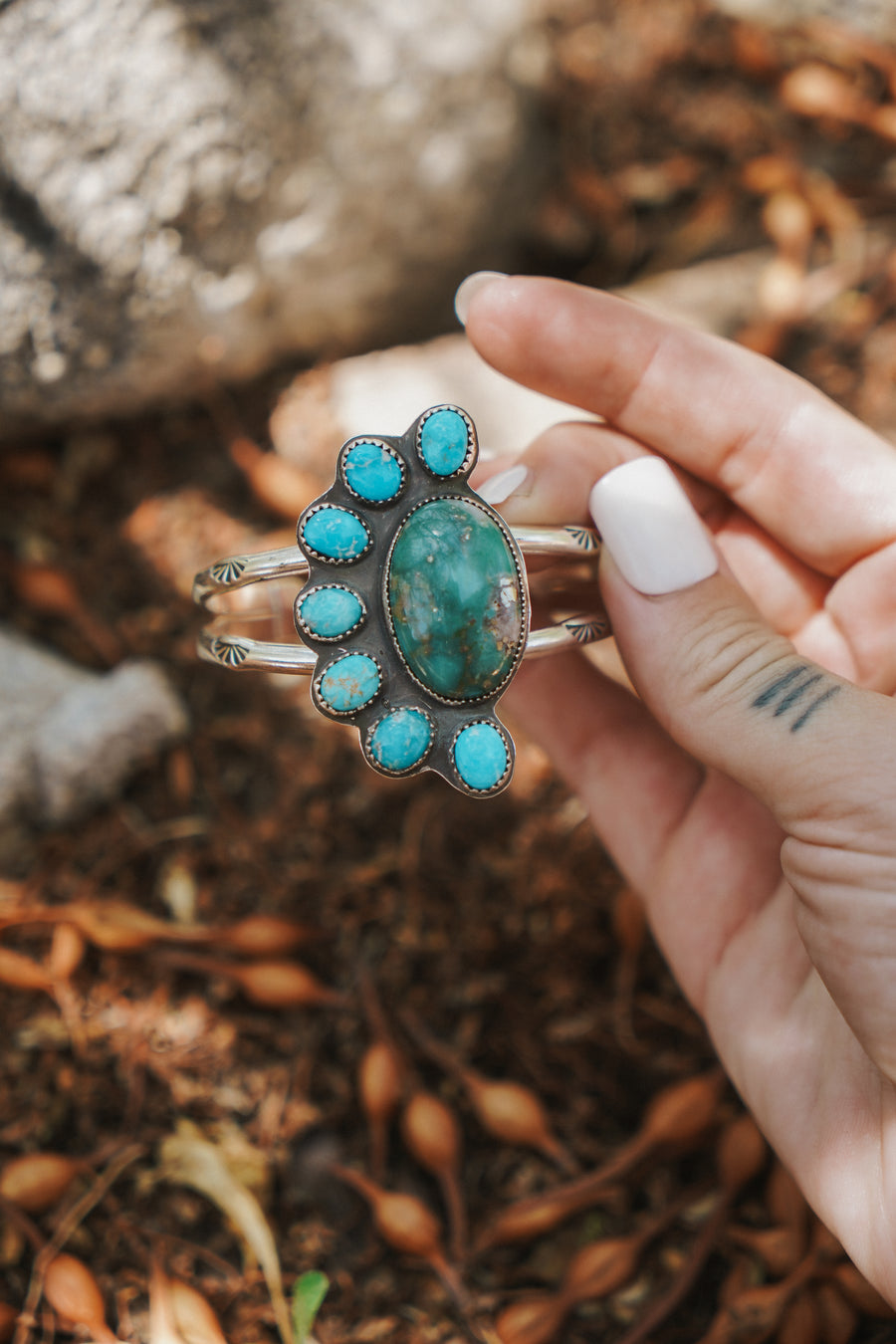 Statement Cuff in Turquoise with Pyrite & Blue Ridge
