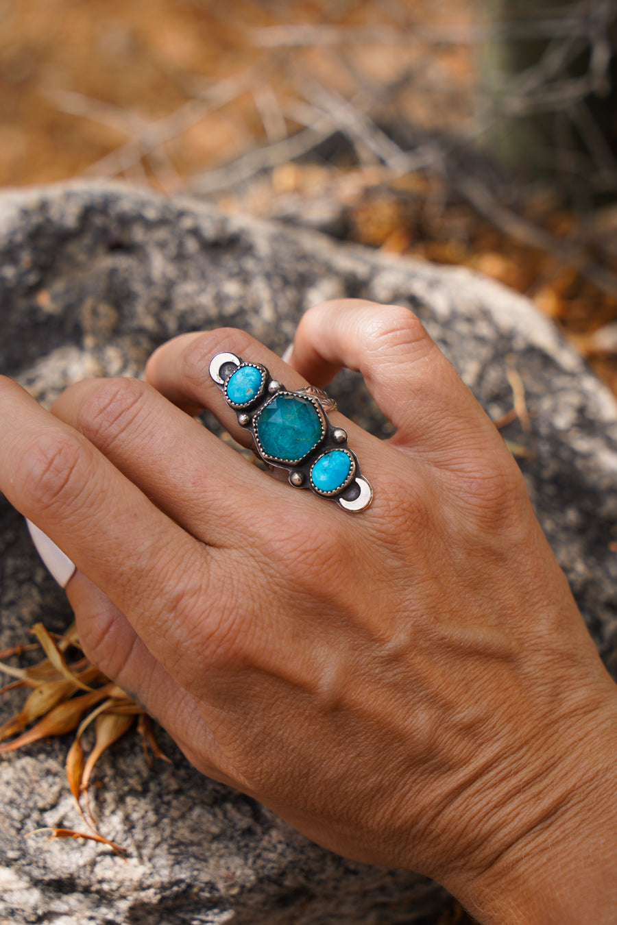 Himalayan Crystal and Neon Apatite Doublets w/ Blue Ridge Turquoise (Size 6)