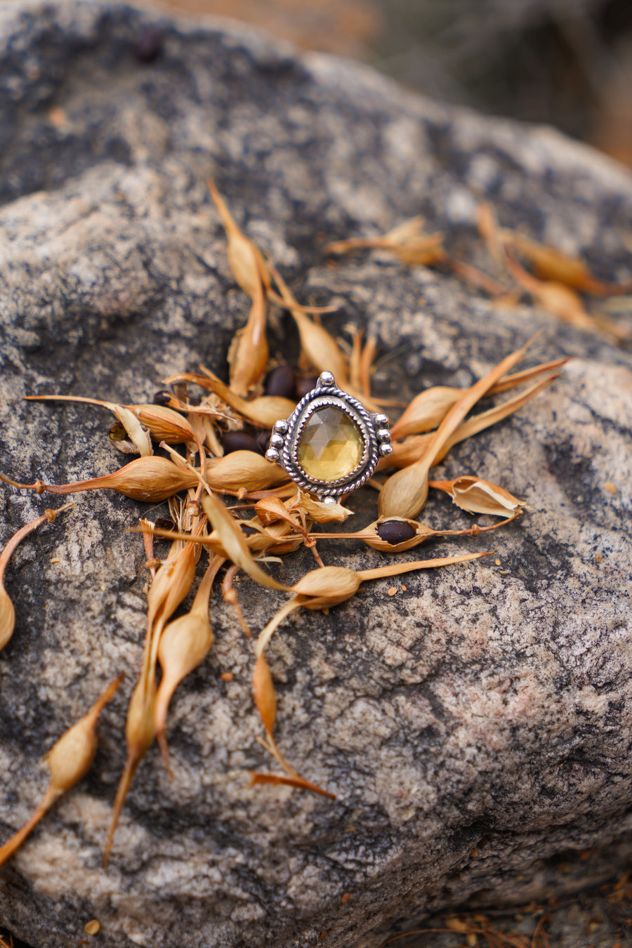 The Nova Ring with Honey Quartz (Size 8)