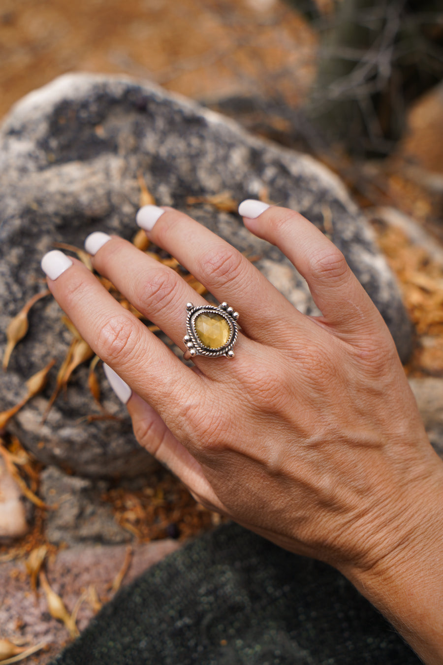 The Nova Ring with Honey Quartz (Size 8)