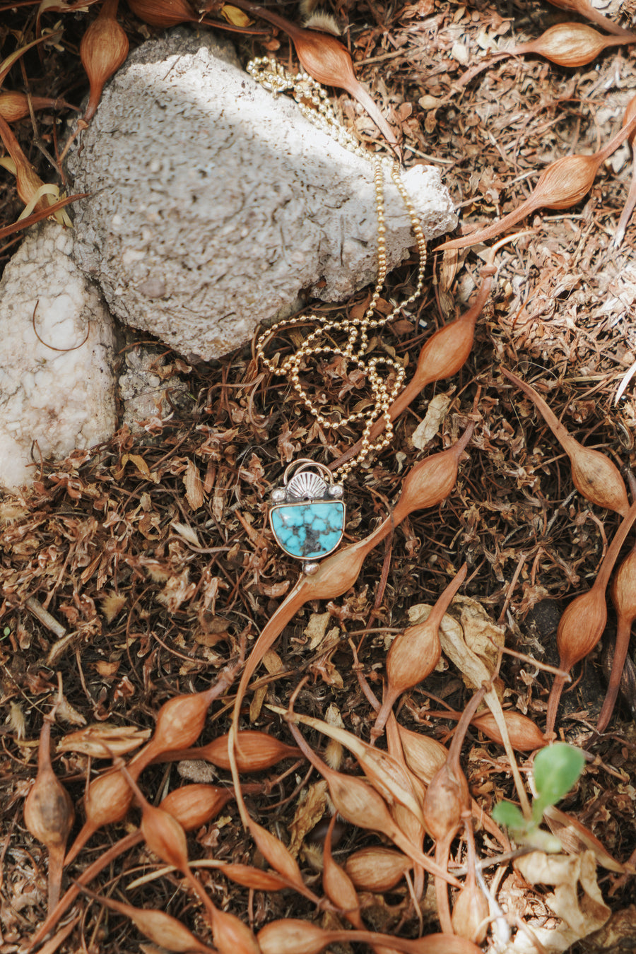 The Golden Hour Necklaces in 14K Gold, Sterling Silver, Gold-Fill with Yungai Turquoise