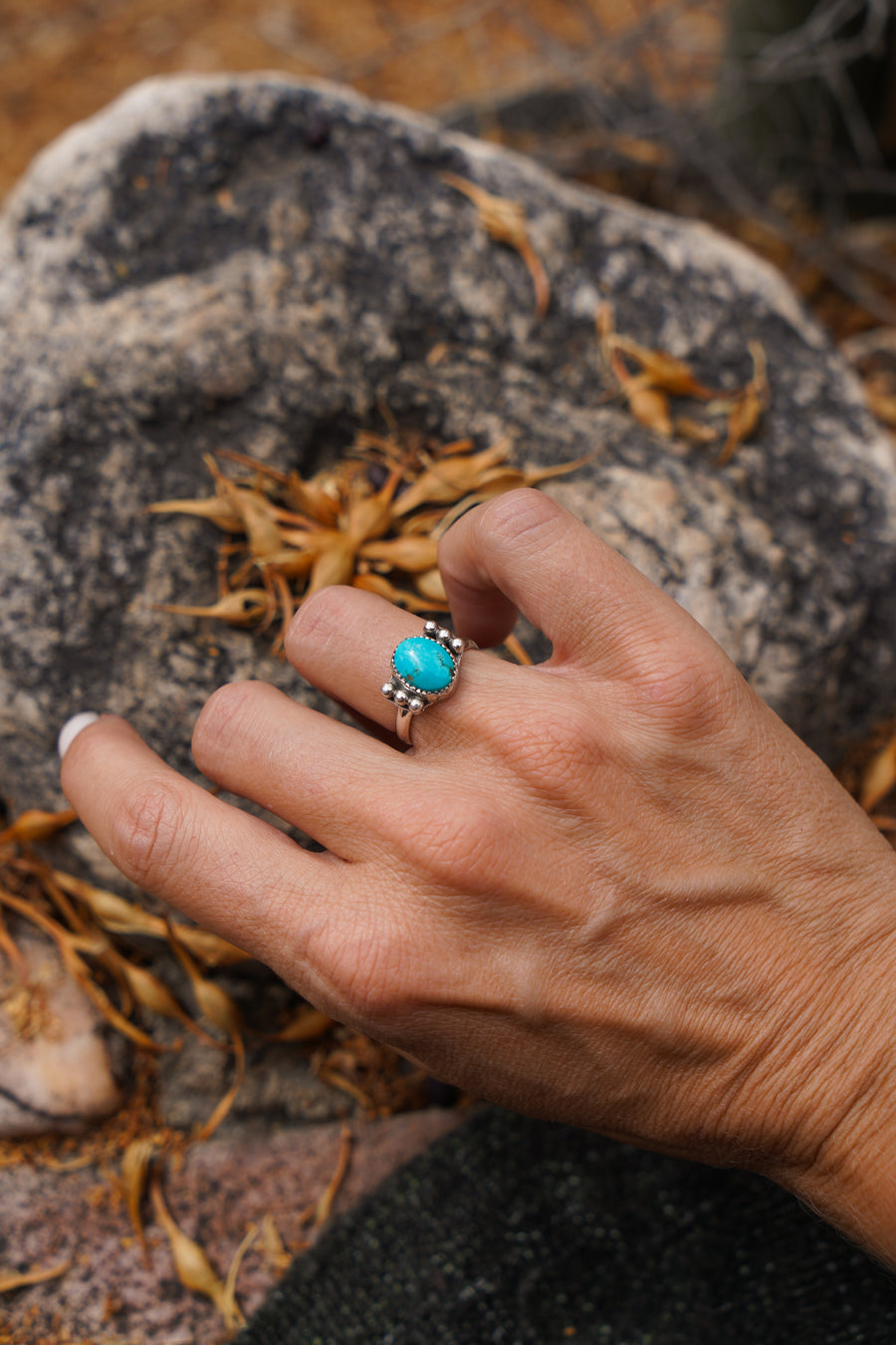 The Ellipsis Ring in Blue Ridge Turquoise (Size 6)