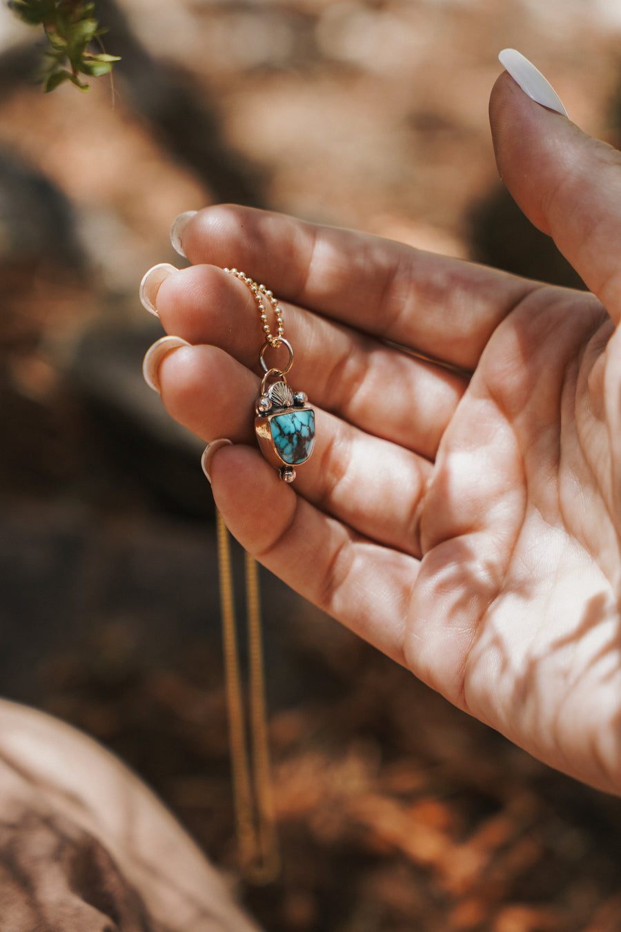 The Golden Hour Necklaces in 14K Gold, Sterling Silver, Gold-Fill with Yungai Turquoise