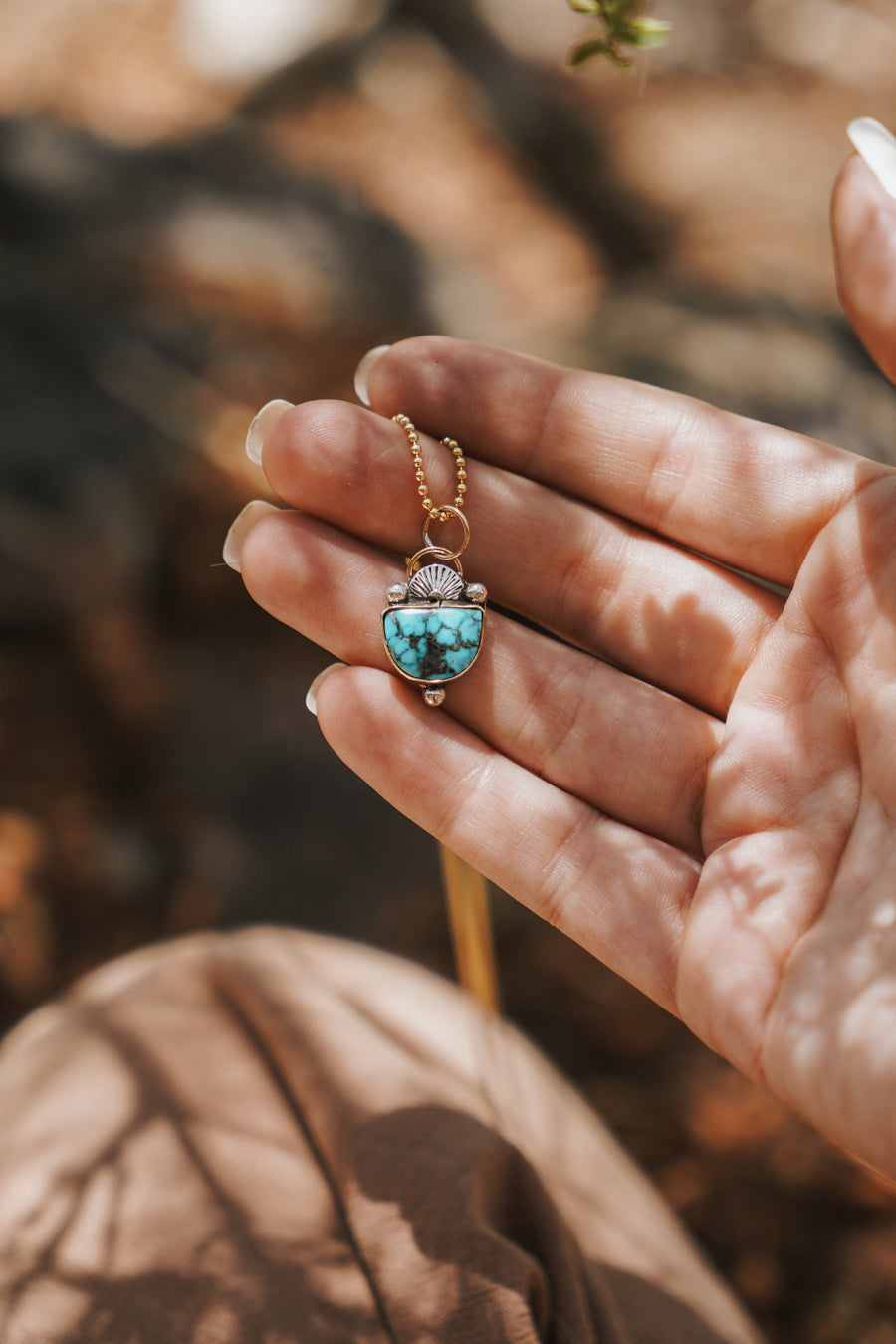 The Golden Hour Necklaces in 14K Gold, Sterling Silver, Gold-Fill with Yungai Turquoise