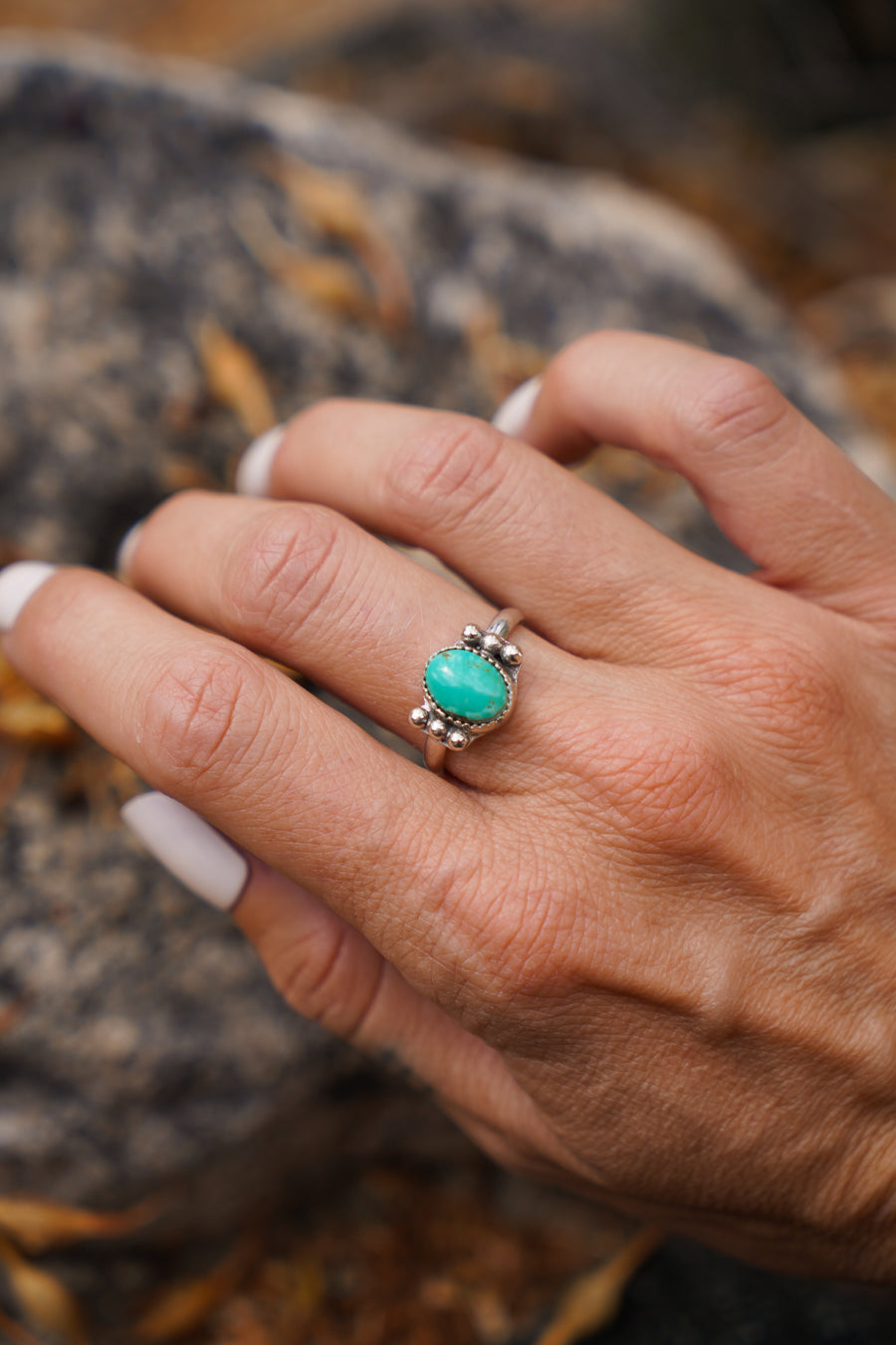 The Ellipsis Ring in Emerald Valley Turquoise (Size 8)