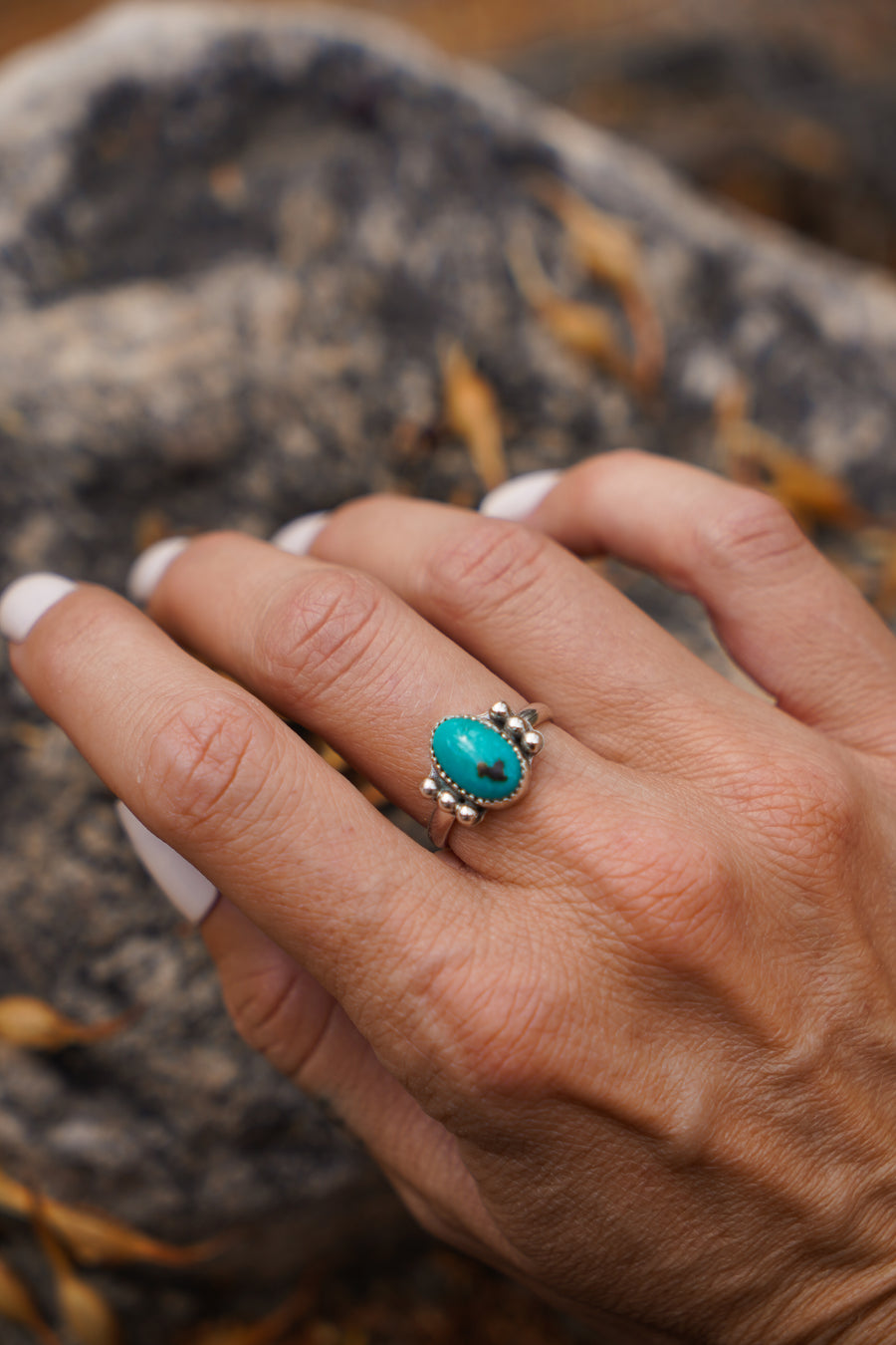 The Ellipsis Ring in Blue Ridge Turquoise (Size 7)