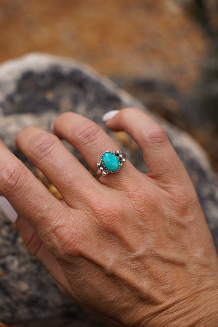 The Ellipsis Ring in Blue Ridge Turquoise (Size 5)