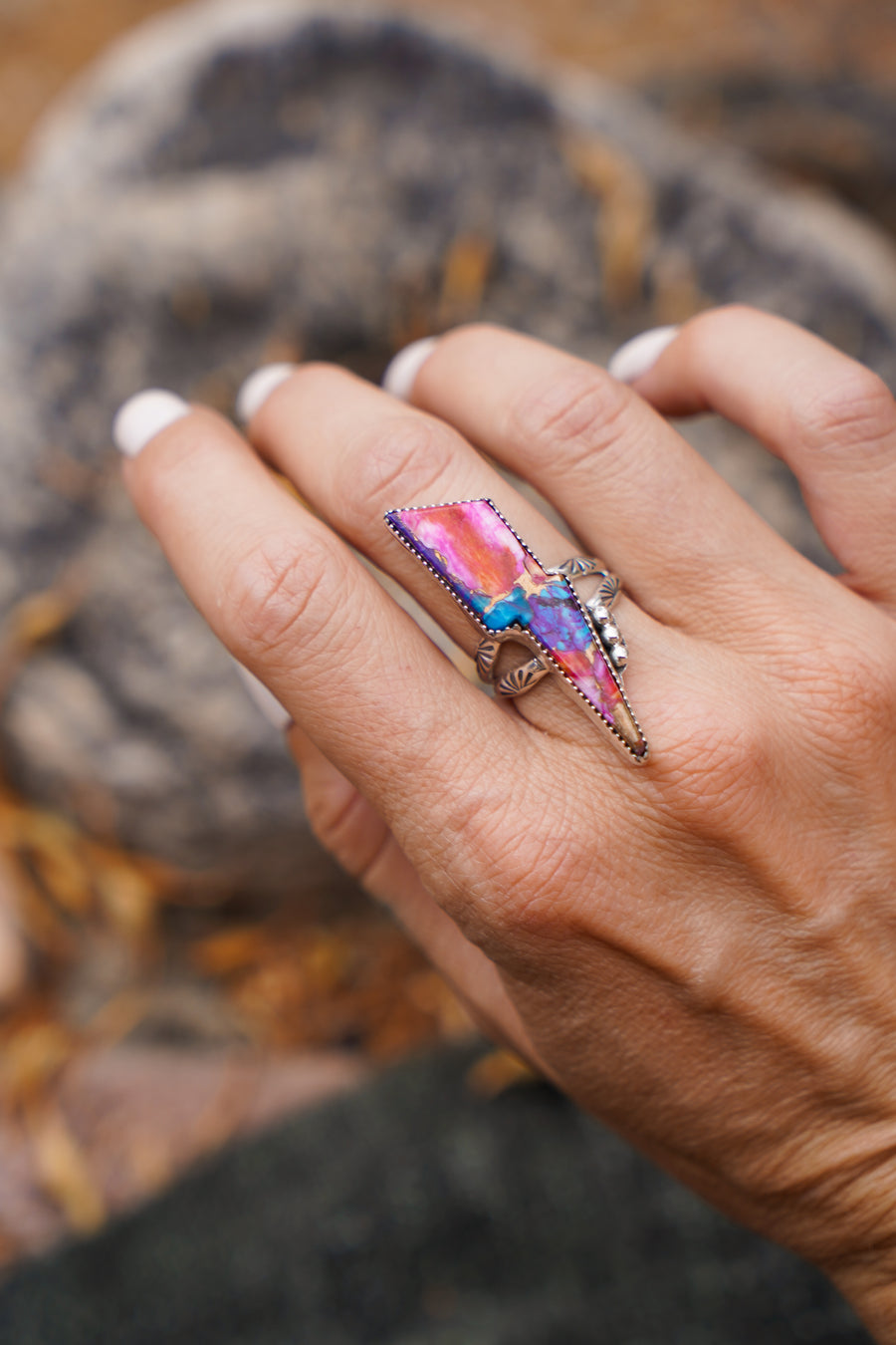 The Bolt Ring in Pink Dahlia (Size 7.5)