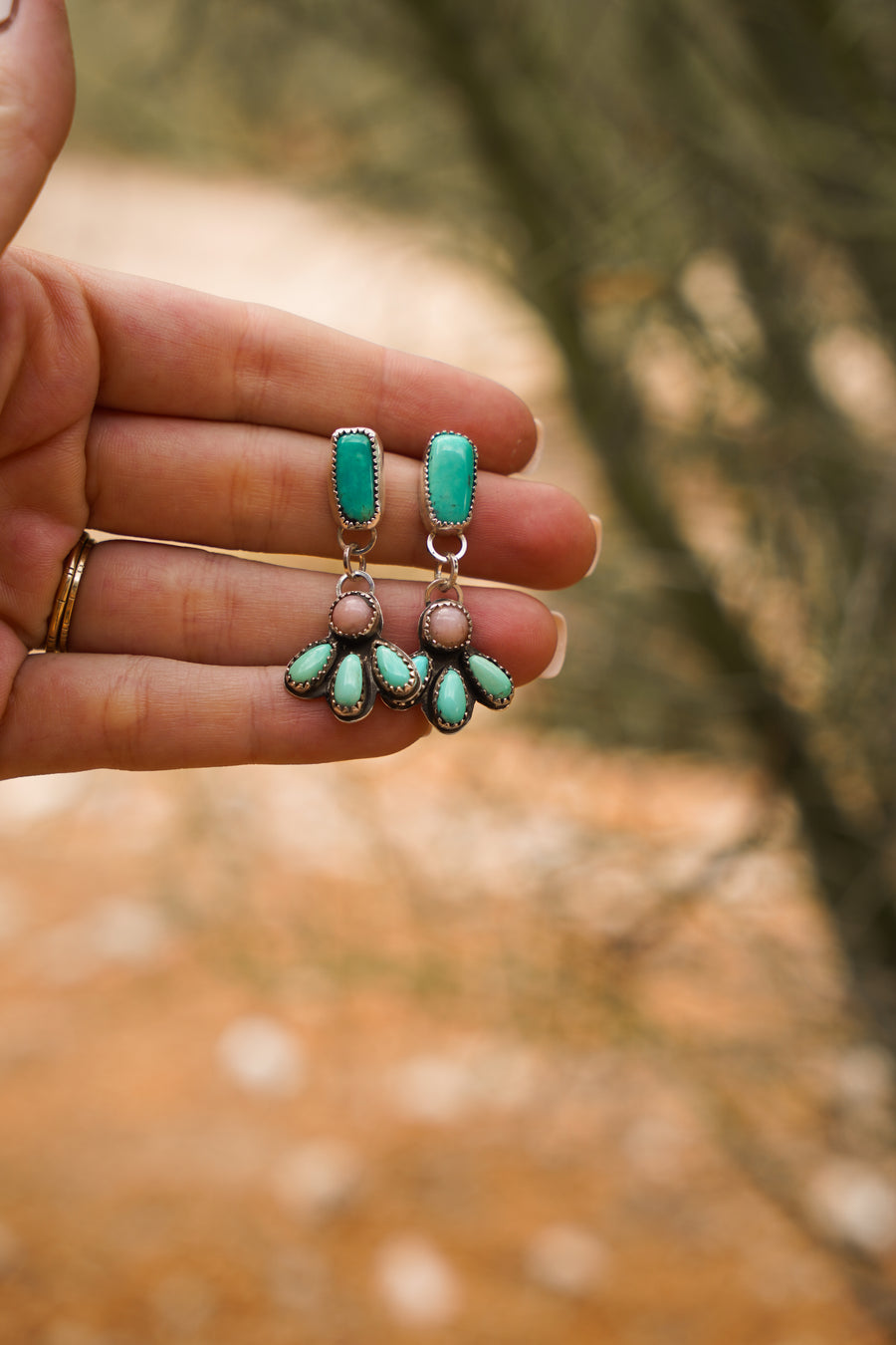 Carico Lake and Pink Opal Earrings