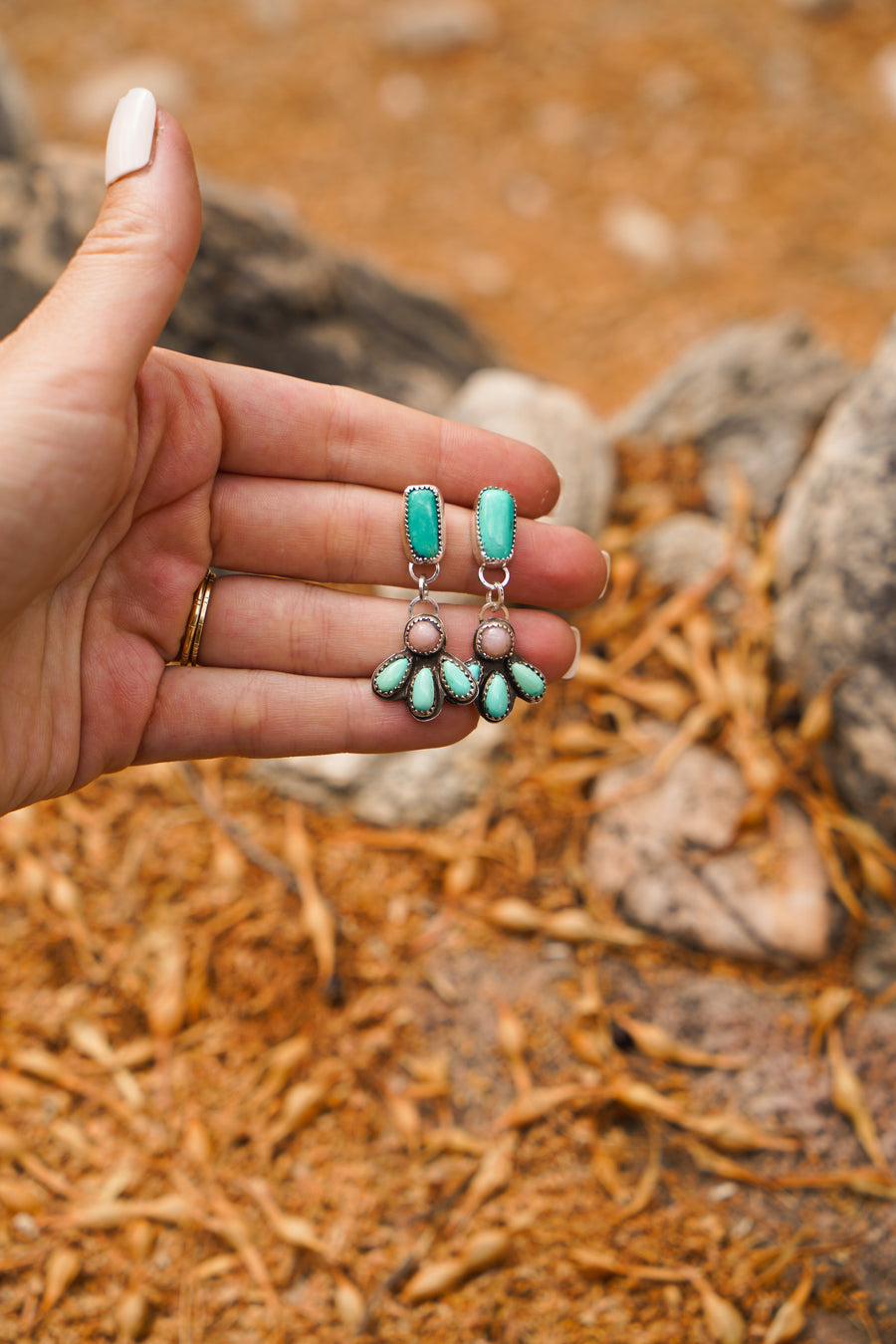 Carico Lake and Pink Opal Earrings