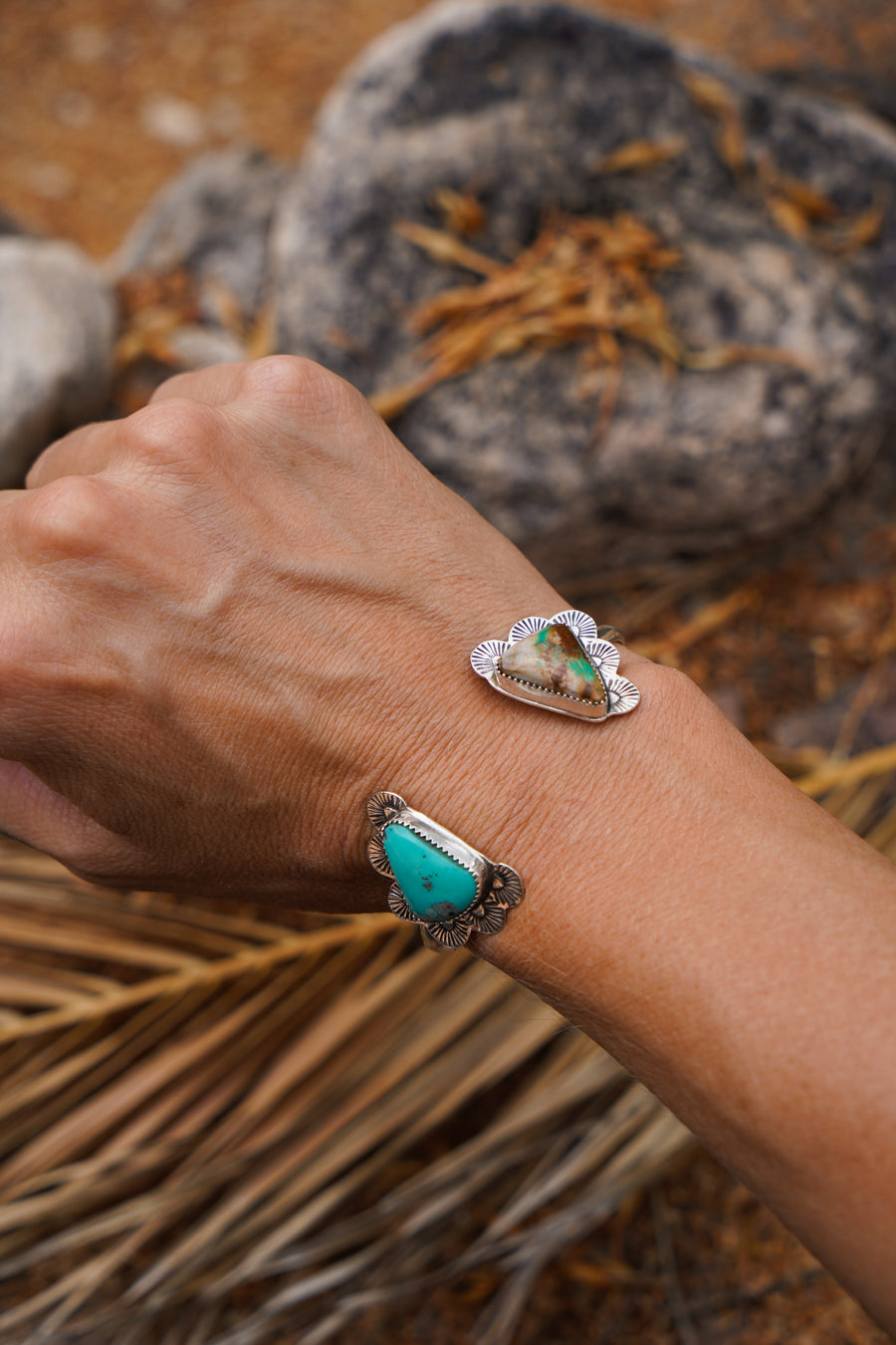 The Canyon Wrap Cuff in STB Sonoran & Royston Ribbon Turquoise