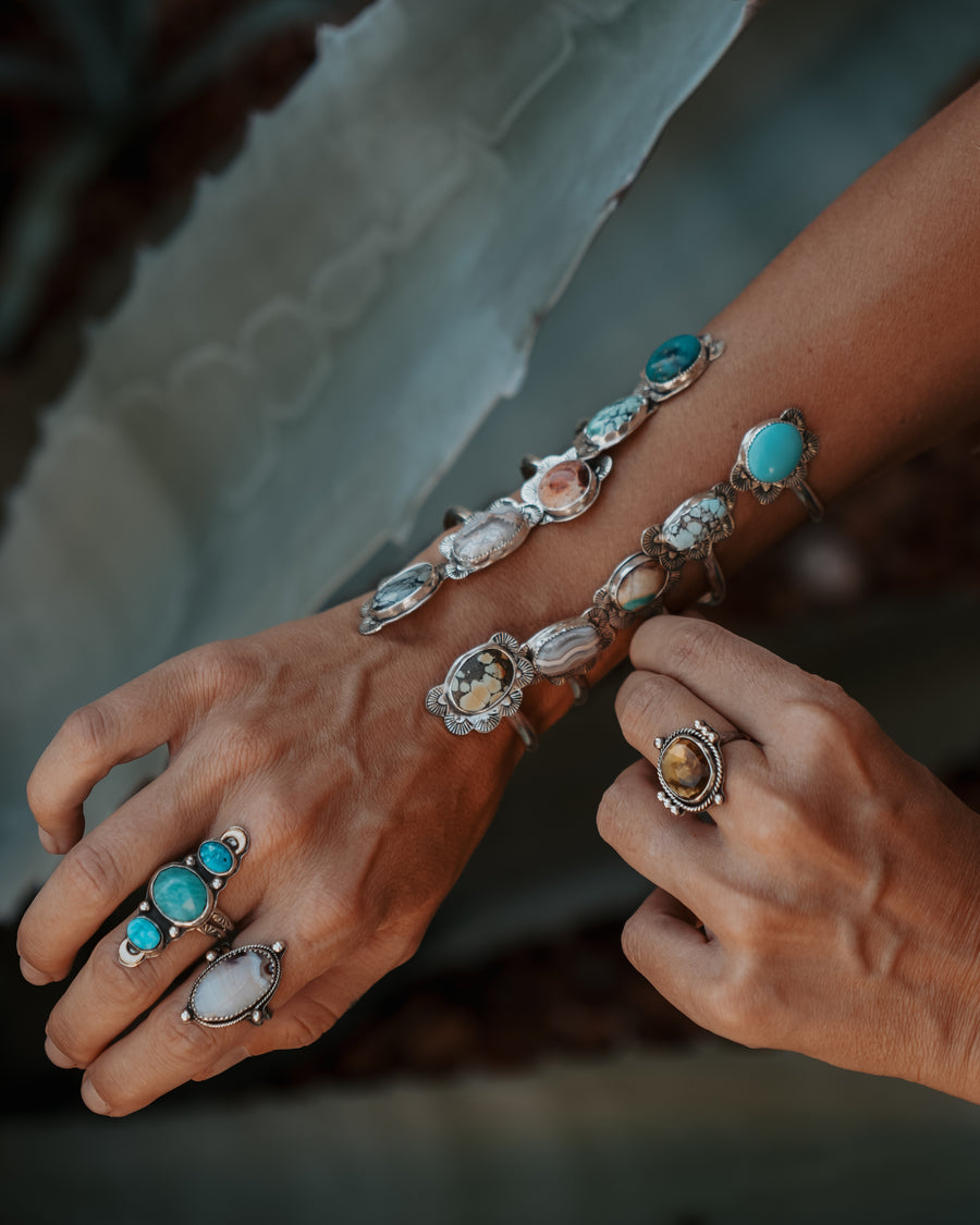 The Canyon Wrap Cuff in Golden Hills & Variscite