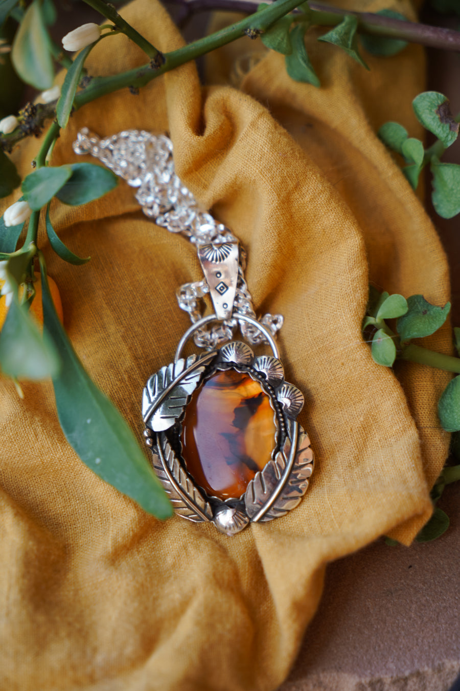 Montana Agate Leaf Wrap Necklace