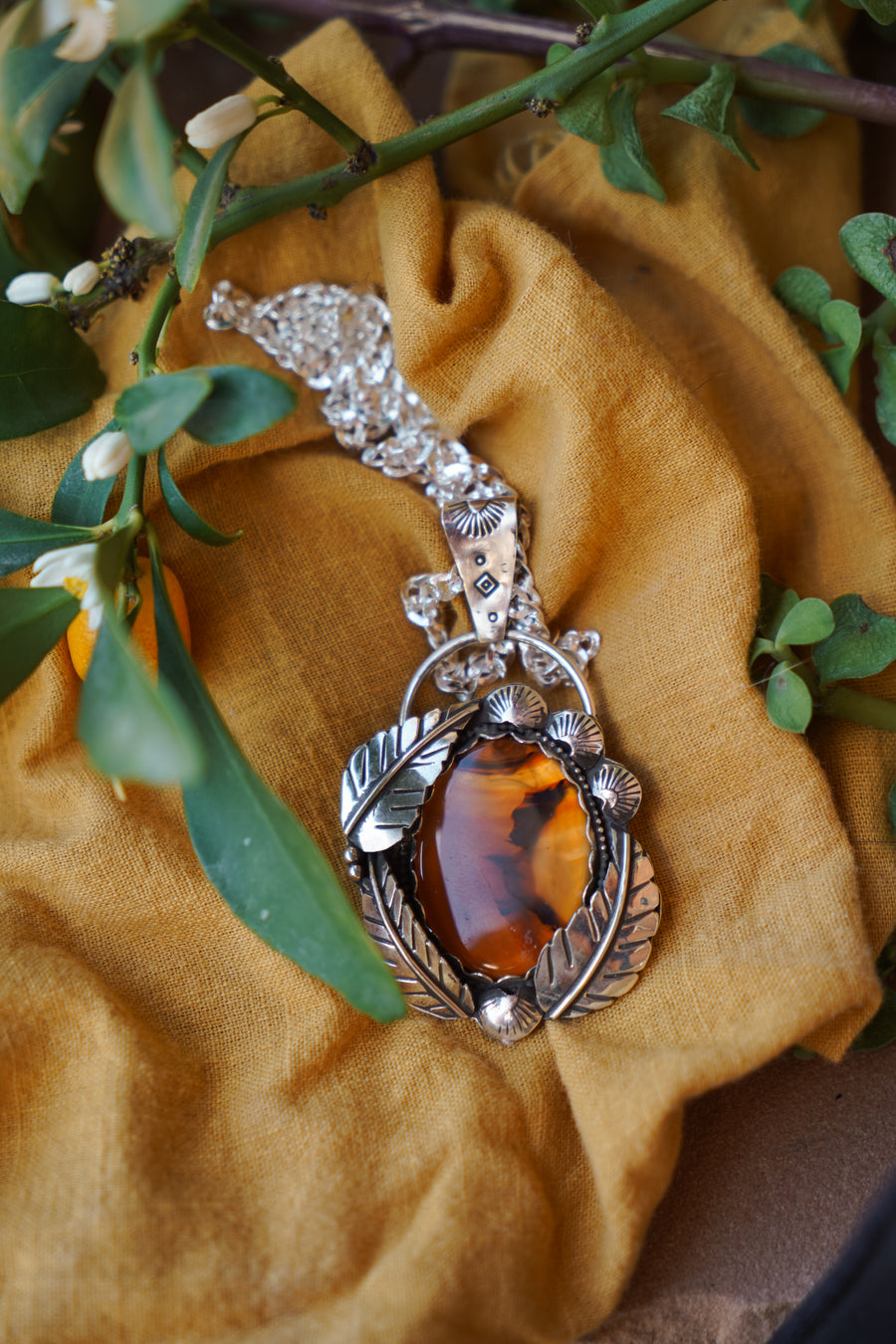 Montana Agate Leaf Wrap Necklace