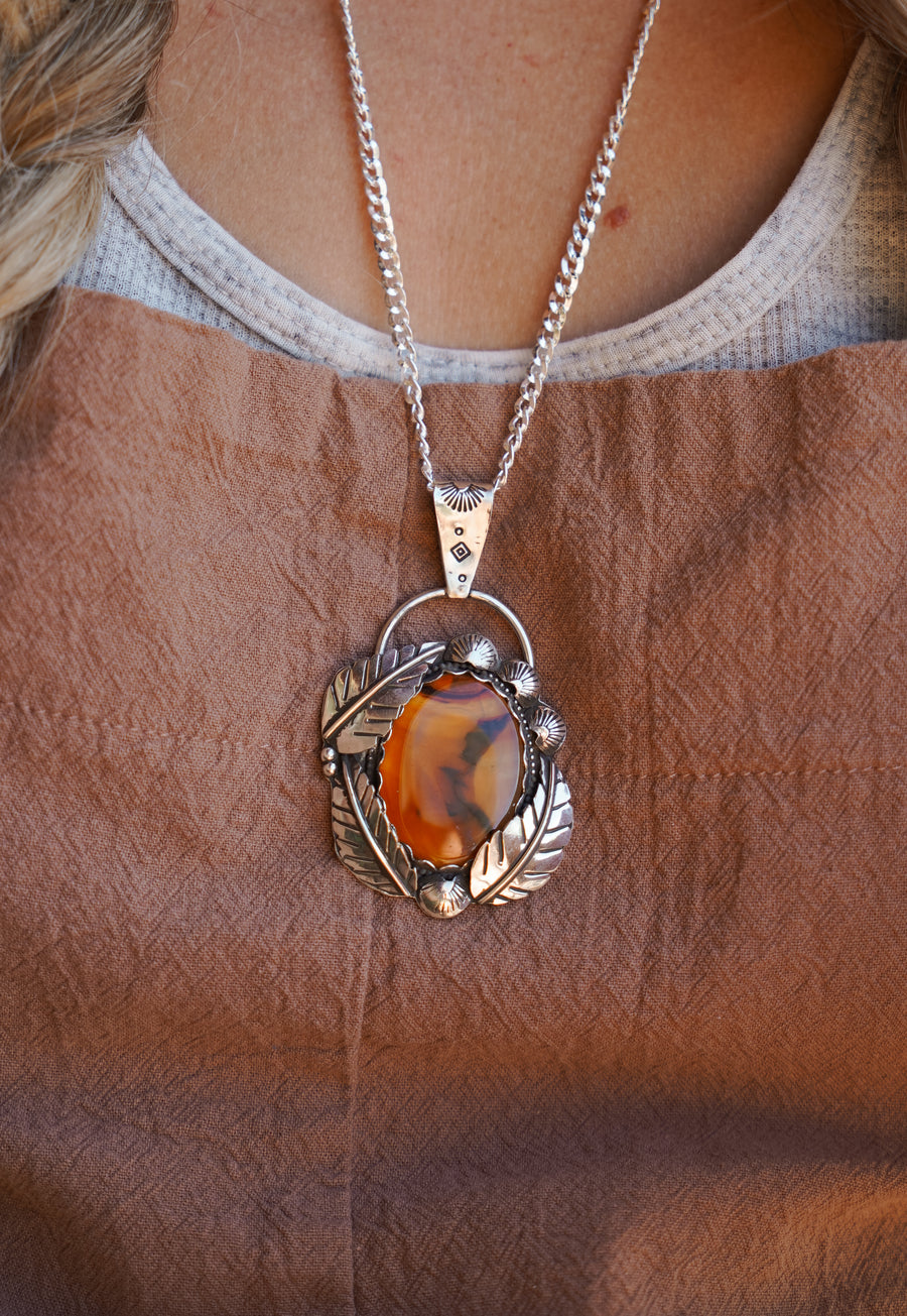 Montana Agate Leaf Wrap Necklace