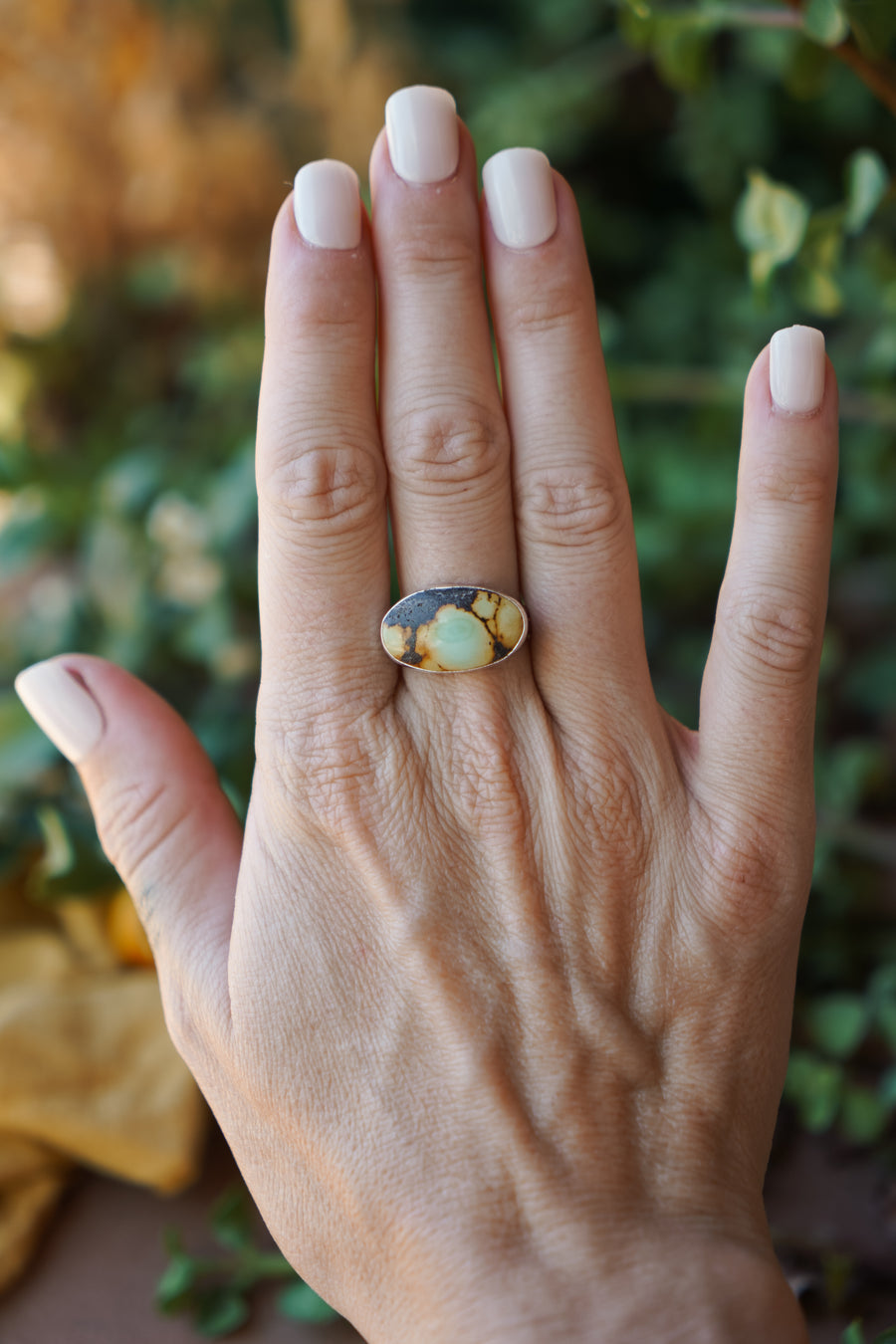 The Horizontal Ring in Giraffe Turquoise (size 8)