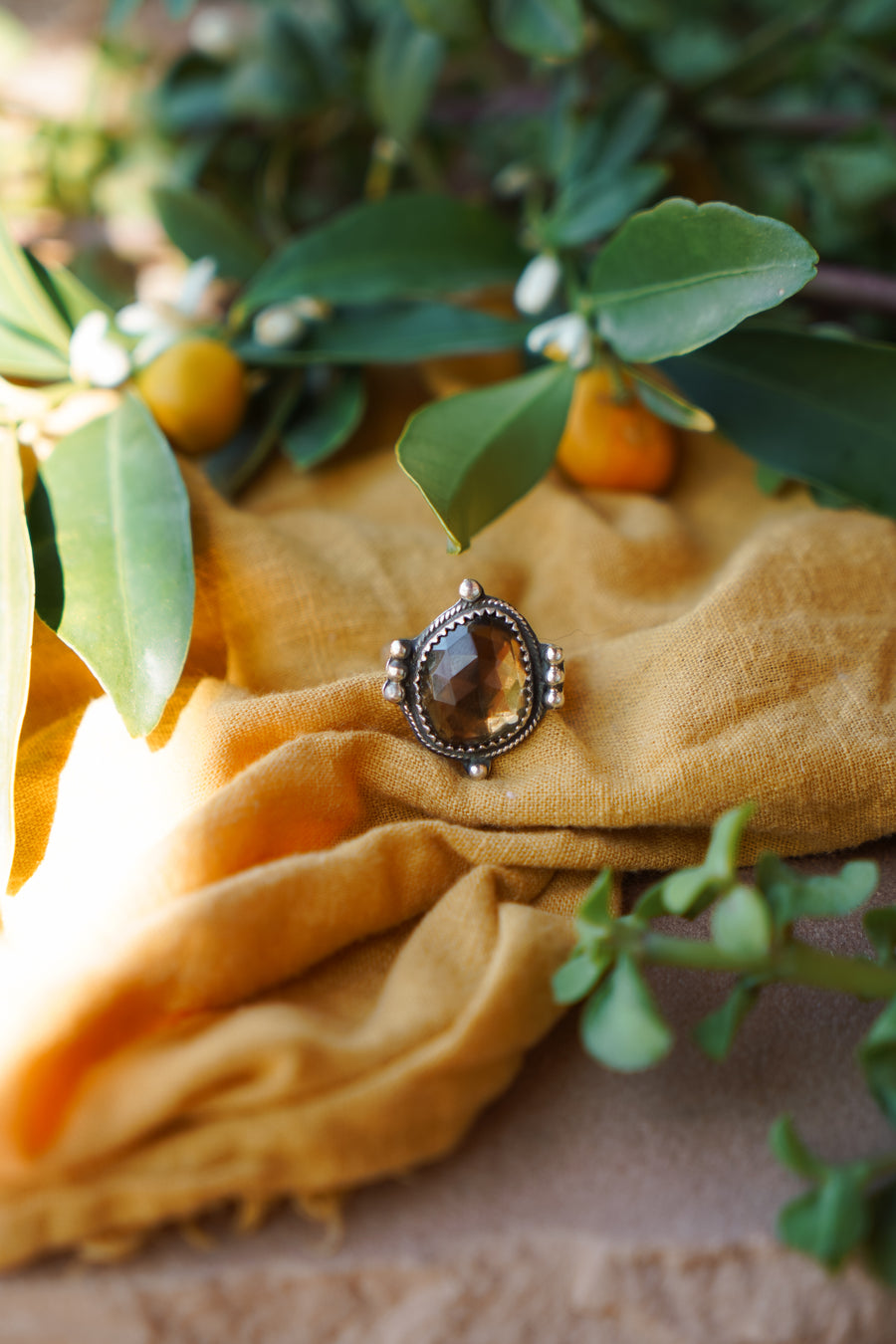 The Nova Ring in Honey Quartz (size 7.75)