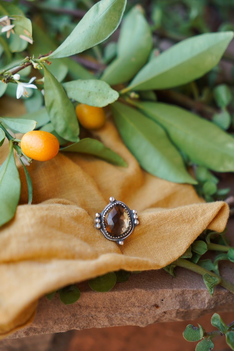 The Nova Ring in Honey Quartz (size 7.75)