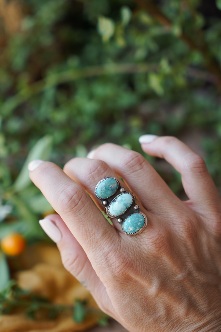 The Cairn Ring with White Water Turquoise  (size 7)