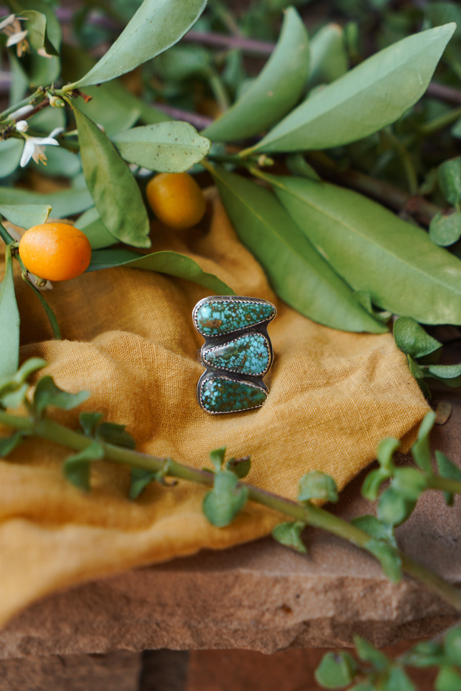 The Cairn Ring with Kingman Turquoise (size 8)