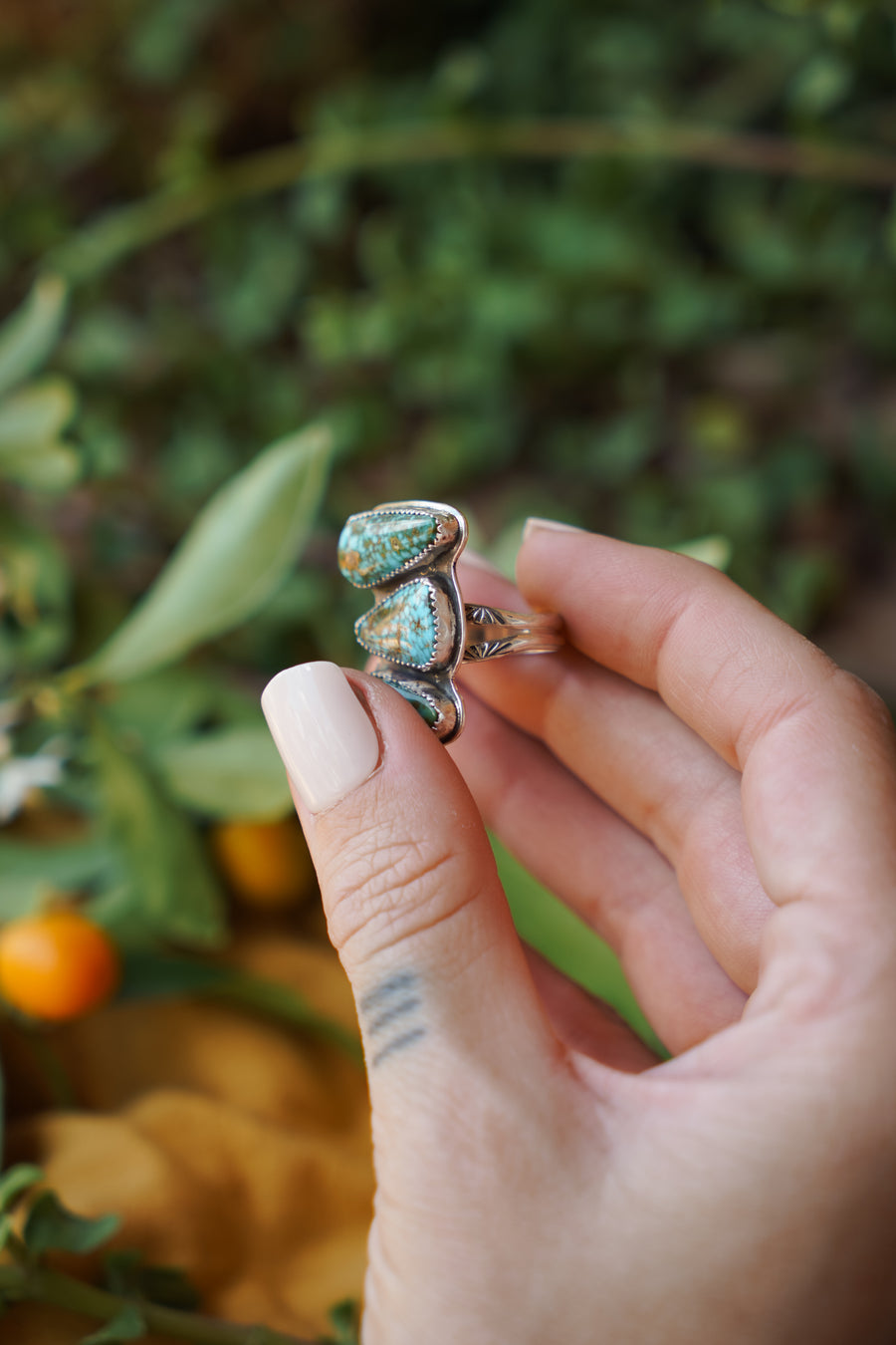 The Cairn Ring with Kingman Turquoise (size 8)