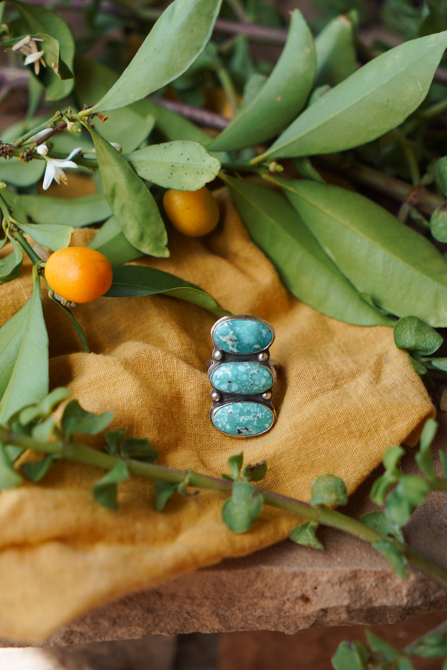 The Cairn Ring with White Water Turquoise  (size 8)