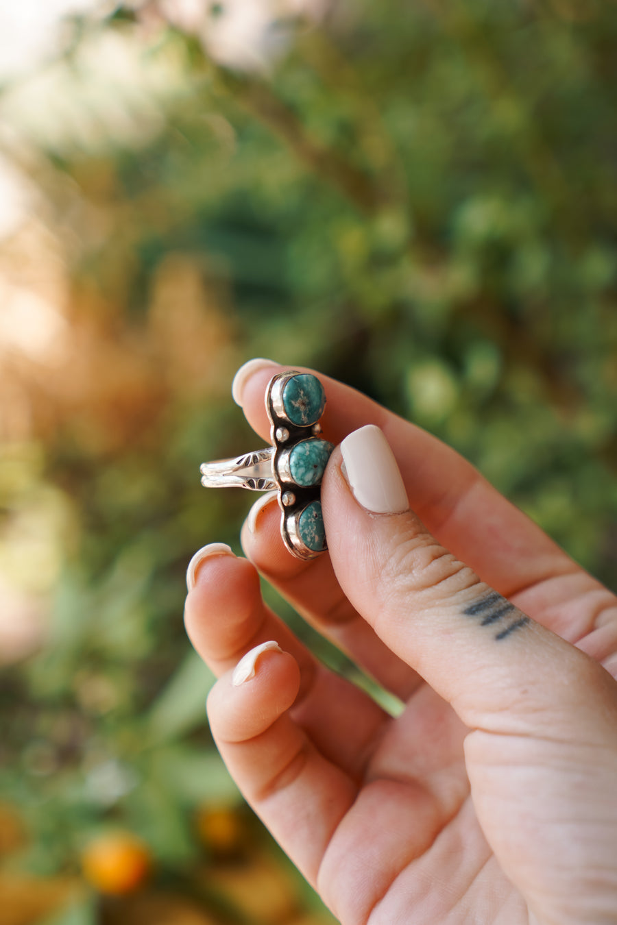 The Cairn Ring with White Water Turquoise  (size 8)