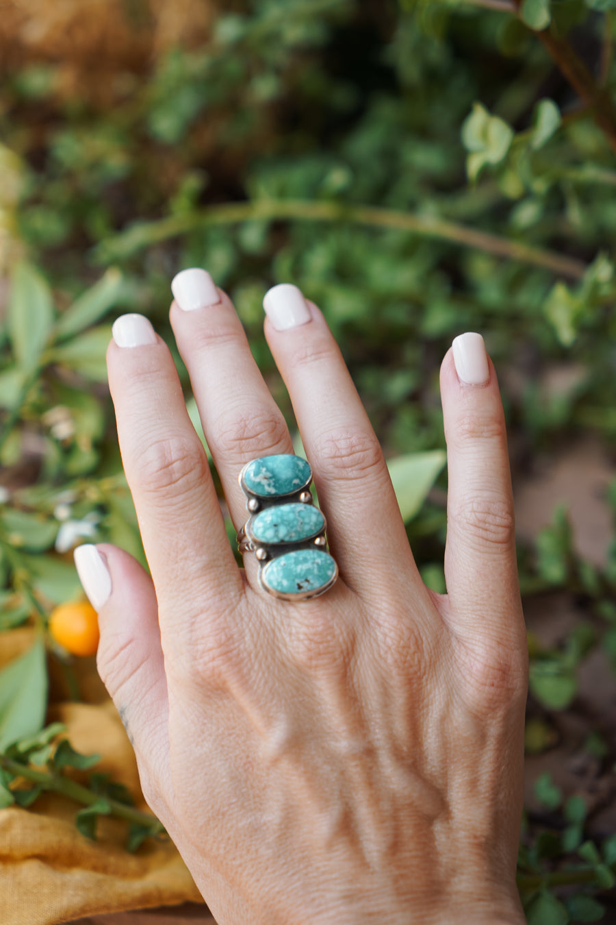 The Cairn Ring with White Water Turquoise  (size 8)