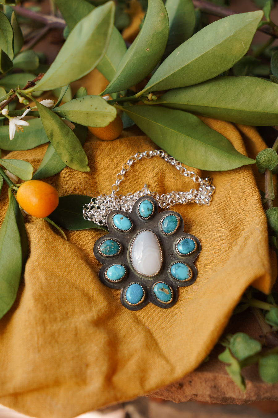 Agate and Blue Ridge Turquoise Statement Necklace