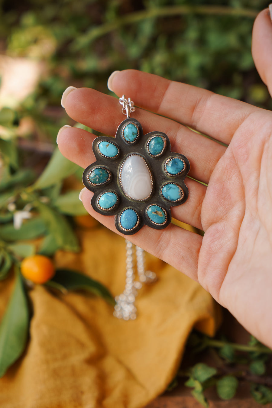 Agate and Blue Ridge Turquoise Statement Necklace