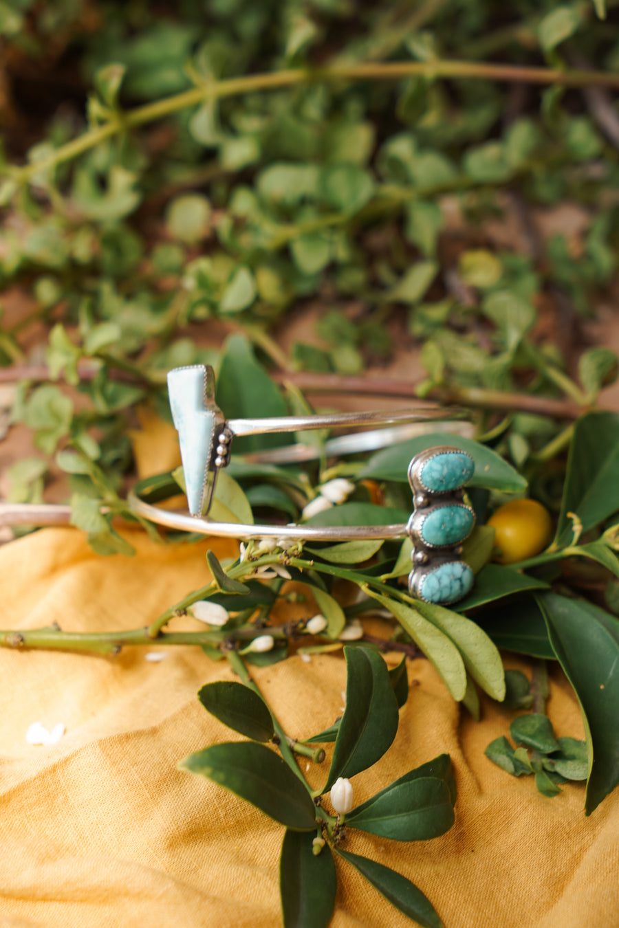 Boho Arm Band in Larimar and White Water Turquoise