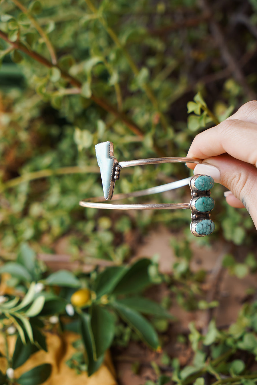 Boho Arm Band in Larimar and White Water Turquoise