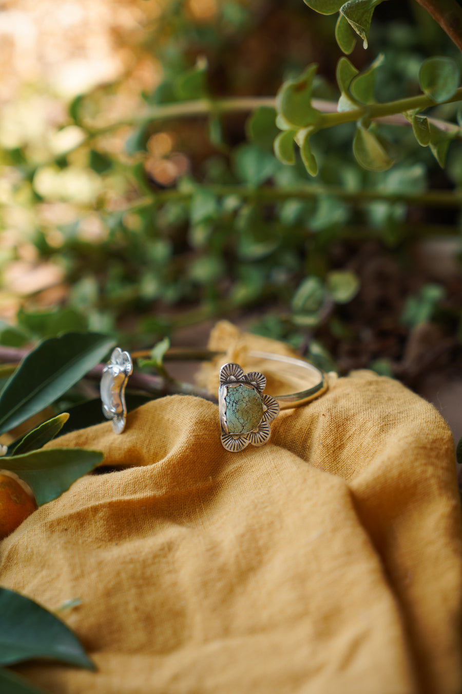 The Canyon Wrap Cuff with Giraffe Turquoise and Moonstone