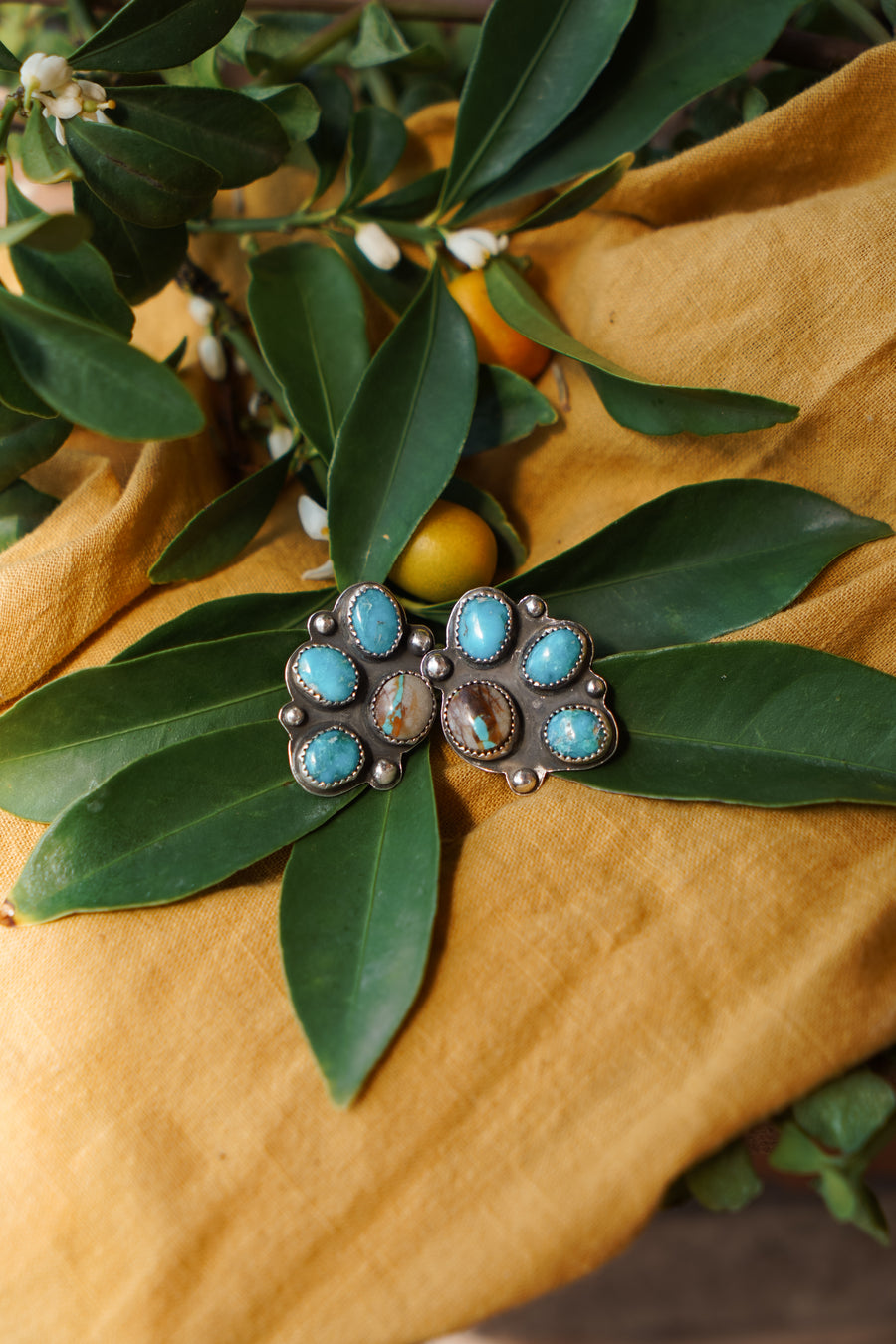 Cluster Studs with Royston Ribbon and Blue Ridge Turquoise