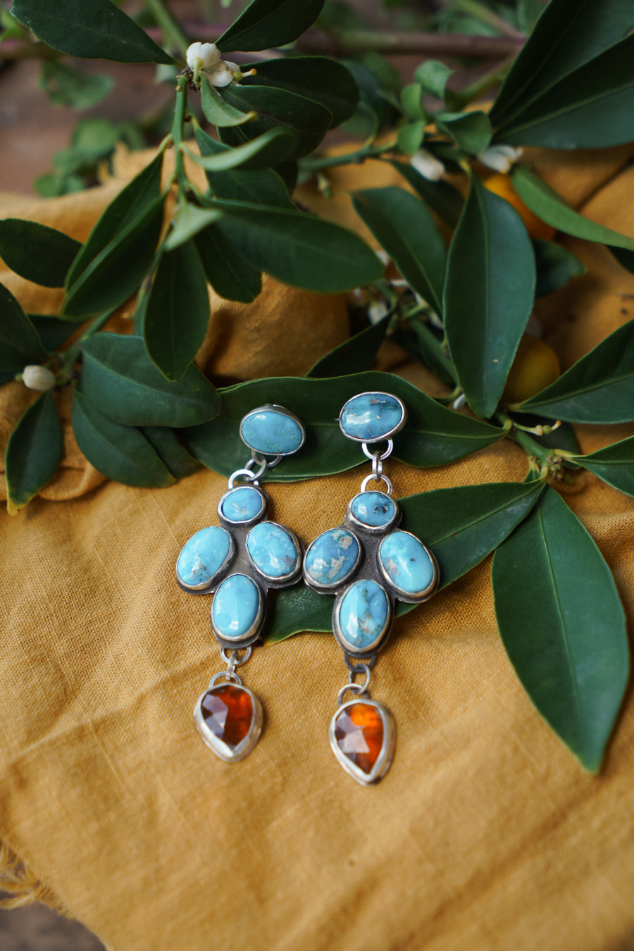 Blue Ridge Turquoise and Kyanite Cluster Drop Studs