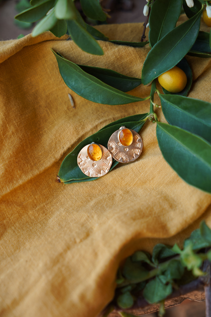 3-in-1 Atlas Earrings with Amber and 14k Gold Fill Back