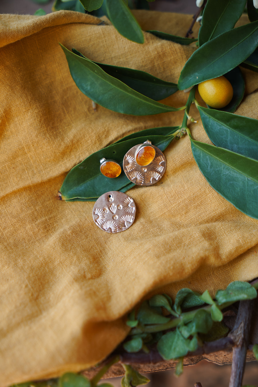3-in-1 Atlas Earrings with Amber and 14k Gold Fill Back