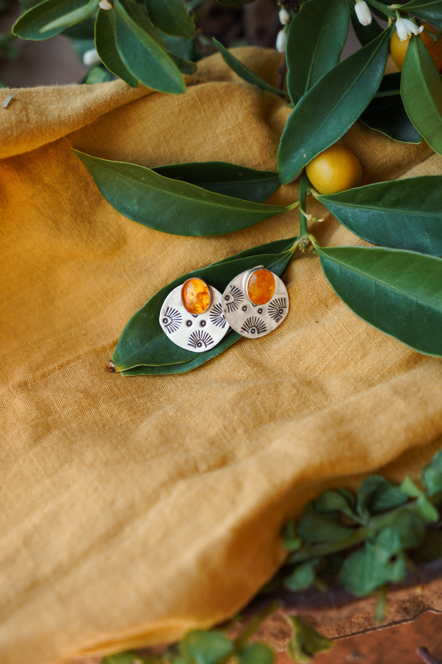 3-in-1 Atlas Earrings with Amber