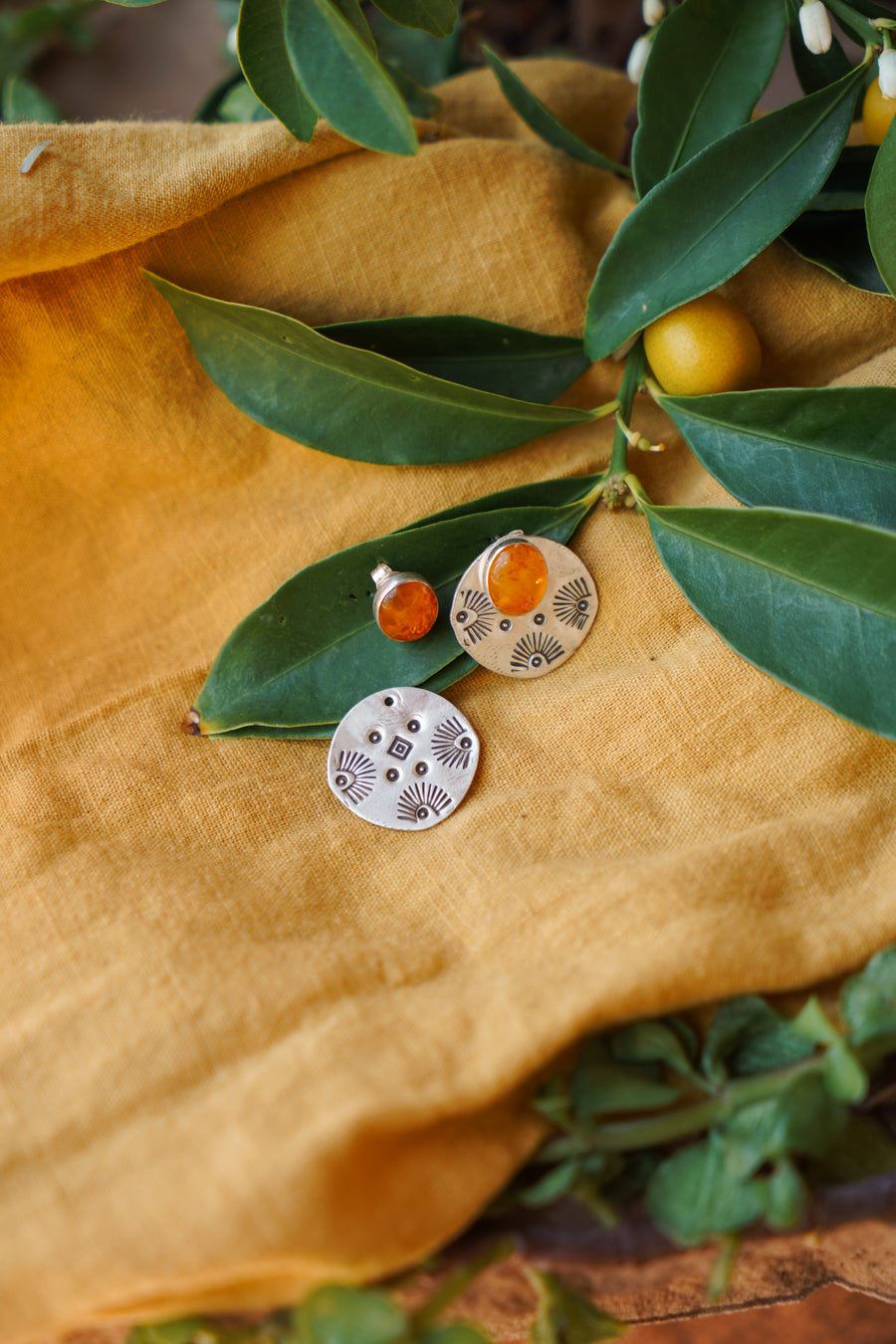 3-in-1 Atlas Earrings with Amber