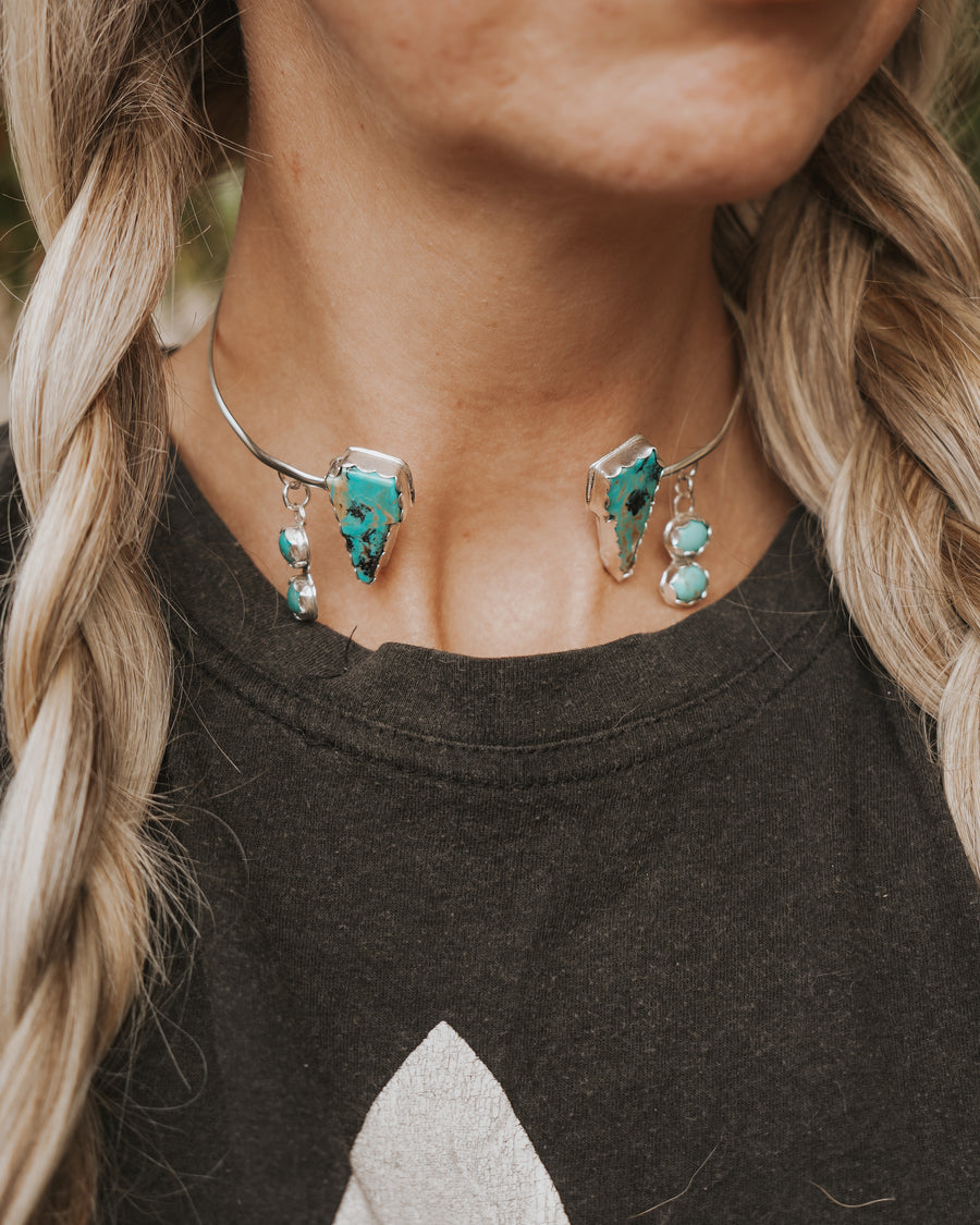 Bolt Choker in Kingman and Campitos Turquoise