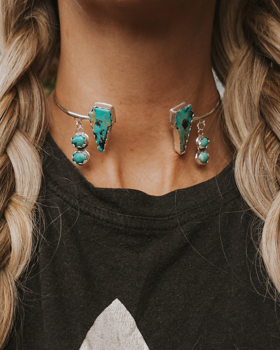 Bolt Choker in Kingman and Campitos Turquoise